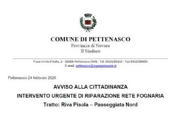Avviso intervento urgente di riparazione rete fognaria tratto: Riva Pisola – Passeggiata Lago Nord