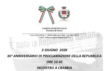 2 Giugno 2026, ore 10.45 a Crabbia APERTURA NUOVA AREA PUBBLICA in occasione del 80° Festa della Repubblica